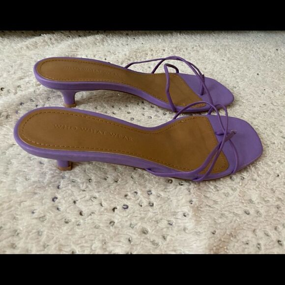 Who What Wear Addison spaghetti strap heeled sandals in purple leather Size 7 - Picture 4 of 6